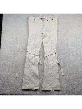 Y2K Logik Japanese Label Denim Jeans Sz 9 Bootcut Cyber Grunge Off-White Read